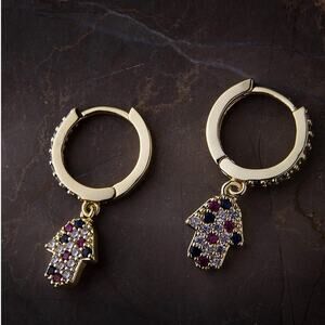 14K Gold Plated Evil Eye Mini Hoop Huggie Earrings